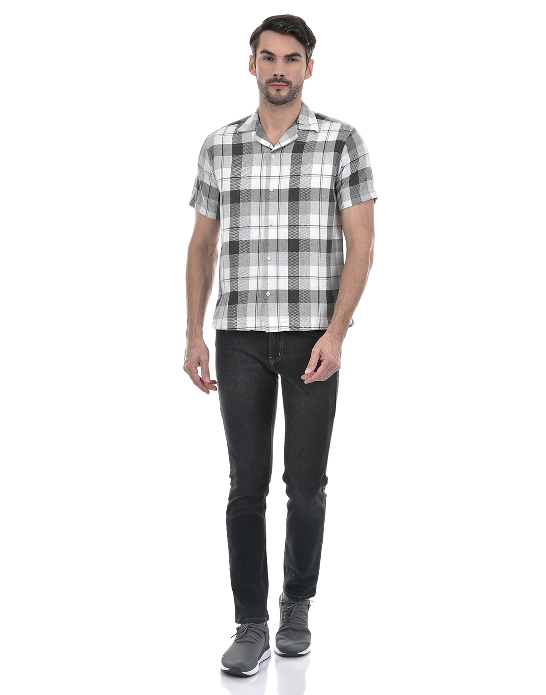 Numero Uno Men Checkered Grey Shirt